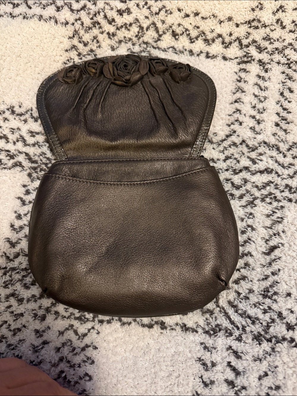 Brighton Black Leather Wristlet with Pink Floral Interior - Picture 2 of 6